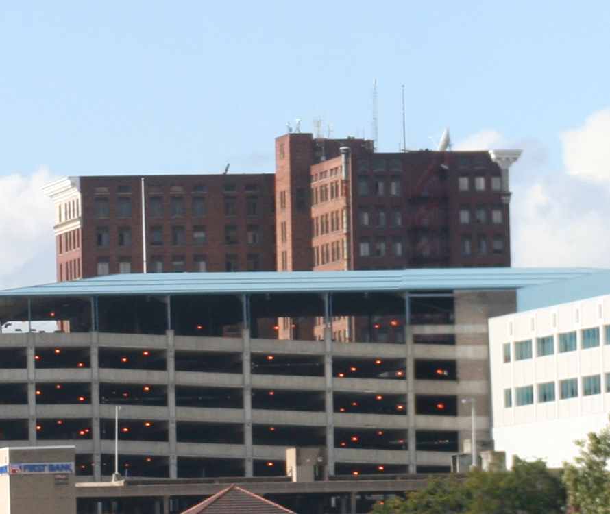 Peoria Illinois skyline along the Illinois River